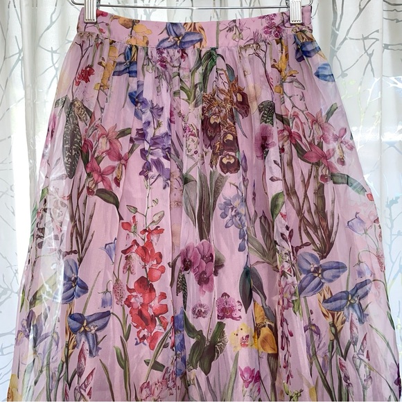 ANTHROPOLOGIE GEISHA DESIGNS PURPLE FLORAL PRINT RUFFLE TRIM MAXI SKIRT - Picture 6 of 13